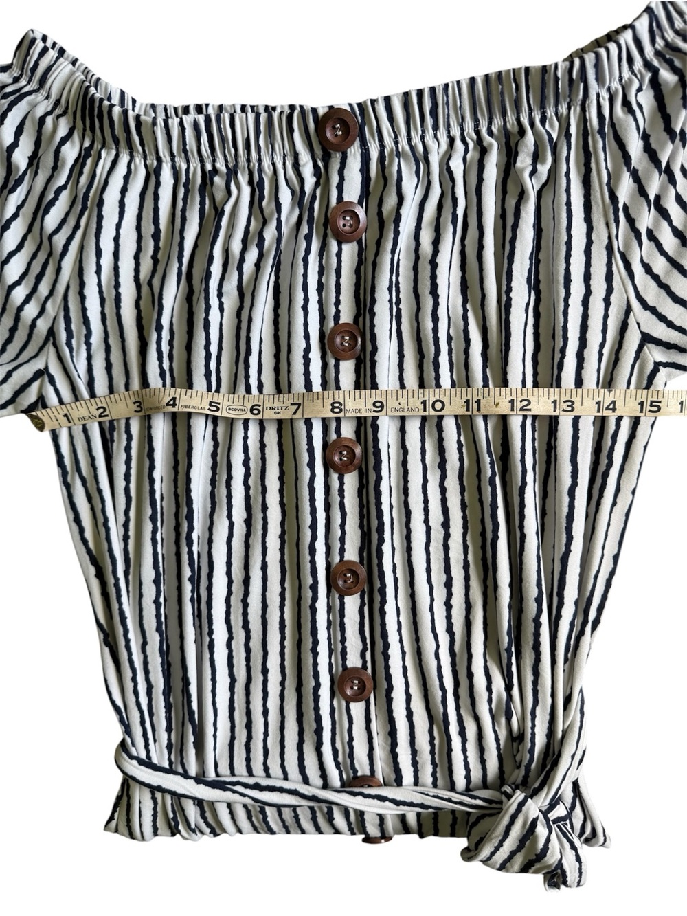 NWT 205 Collins women’s striped Off the Shoulder mini dress. Size medium - Picture 5 of 13
